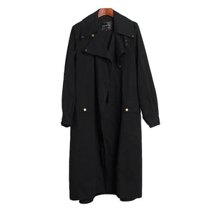2019 Autumn Women's Casual Trench Coat Cotton Vintage Washed Military Outwear Loose Clothing With Belt