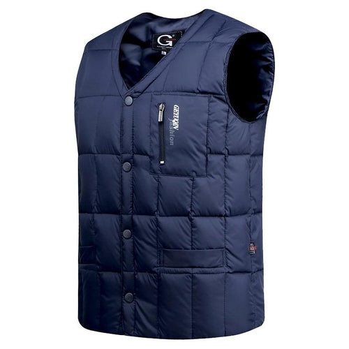 Duck Down Jacket Vest Men Autumn Winter Warm Sleeveless V-neck Button Down Lightweight Waistcoat