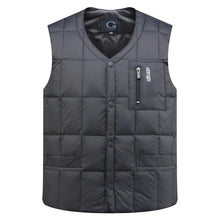 Load image into Gallery viewer, Duck Down Jacket Vest Men Autumn Winter Warm Sleeveless V-neck Button Down Lightweight Waistcoat
