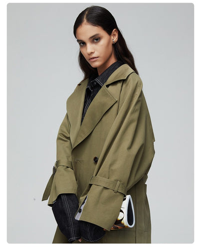 2019 Autumn Trench Coat Women Oversize Double Breasted Vintage Loose Clothing Tops Blouses