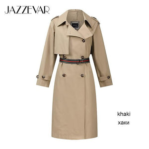2019 Khaki Trench Coat Women X-Long Cotton Loose Clothing With Belt Woman Clothes