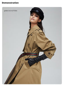 2019 Khaki Trench Coat Women X-Long Cotton Loose Clothing With Belt Woman Clothes