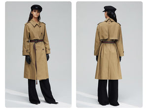 2019 Khaki Trench Coat Women X-Long Cotton Loose Clothing With Belt Woman Clothes