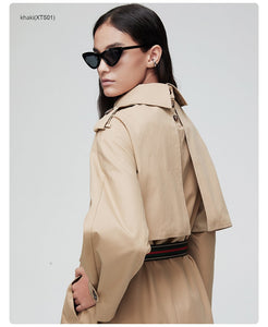 2019 Khaki Trench Coat Women X-Long Cotton Loose Clothing With Belt Woman Clothes
