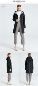 2019 Spring Autumn Long Women's Trench Coat Stand Collar Hooded Female Slim Synthetic Women's Coat