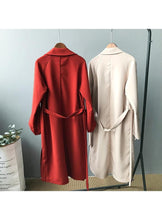Load image into Gallery viewer, 2019 Long Women Belt Trenches Knee Length Fashion Asymmetric High Street Coats Slim Waisted Casual Trenches Midi Red