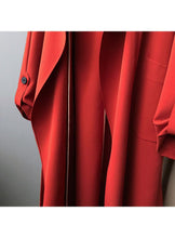 Load image into Gallery viewer, 2019 Long Women Belt Trenches Knee Length Fashion Asymmetric High Street Coats Slim Waisted Casual Trenches Midi Red
