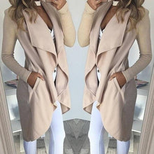 Load image into Gallery viewer, 2019 Irregular Turn-down Collar Trench Women Slim Coat Frauen Modegilet Long Cardigans Women