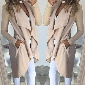 2019 Irregular Turn-down Collar Trench Women Slim Coat Frauen Modegilet Long Cardigans Women