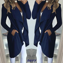 Load image into Gallery viewer, 2019 Irregular Turn-down Collar Trench Women Slim Coat Frauen Modegilet Long Cardigans Women