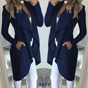 2019 Irregular Turn-down Collar Trench Women Slim Coat Frauen Modegilet Long Cardigans Women
