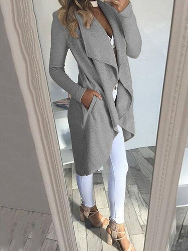 2019 Irregular Turn-down Collar Trench Women Slim Coat Frauen Modegilet Long Cardigans Women