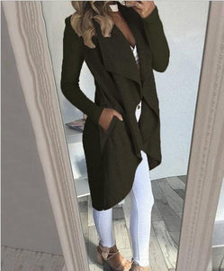 2019 Irregular Turn-down Collar Trench Women Slim Coat Frauen Modegilet Long Cardigans Women