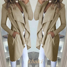 Load image into Gallery viewer, 2019 Irregular Turn-down Collar Trench Women Slim Coat Frauen Modegilet Long Cardigans Women