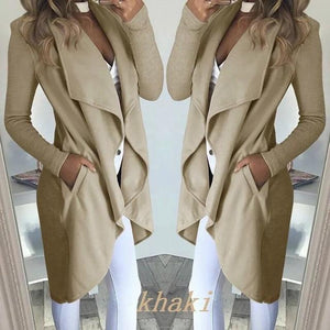 2019 Irregular Turn-down Collar Trench Women Slim Coat Frauen Modegilet Long Cardigans Women