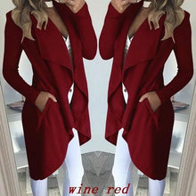 Load image into Gallery viewer, 2019 Irregular Turn-down Collar Trench Women Slim Coat Frauen Modegilet Long Cardigans Women