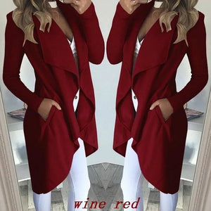 2019 Irregular Turn-down Collar Trench Women Slim Coat Frauen Modegilet Long Cardigans Women