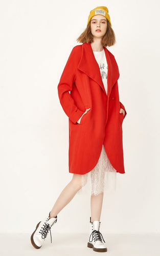 2019 New One Button Turn-down Collar Korean Version Loose And Long Style Female Trench Coat