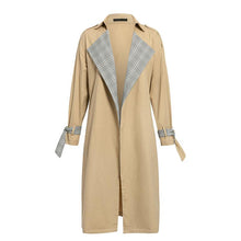 Load image into Gallery viewer, Elegant Trench Khaki Coat Autumn Winter Women Casual Plaid Long Overcoats Vintage Office Coat