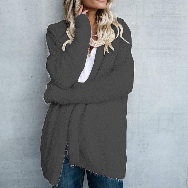Hooded Long Section Cardigan Warm Autumn Winter Women Sweater Loose Women's Knitted Jacket