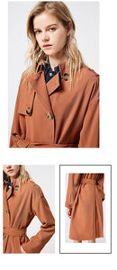2019 Women's Double Breasted Solid Loose Fit Long Wind Coat
