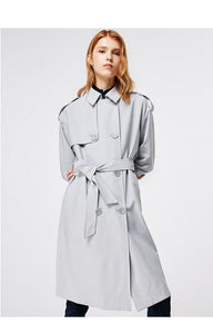 2019 Women's Double Breasted Solid Loose Fit Long Wind Coat