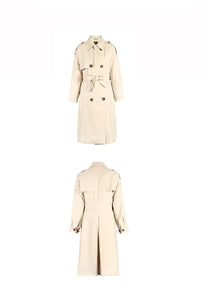 2019 Women's Double Breasted Solid Loose Fit Long Wind Coat