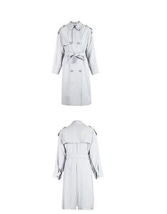 2019 Women's Double Breasted Solid Loose Fit Long Wind Coat