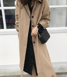 Women Autumn Long Sleeve Long Trench Coat Female Pocket Cardigan Straight Shirt Windbreaker Overcoat