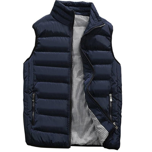 Casual Vest Men Autumn Winter Jackets Thick Vests Sleeveless Coats Warm Cotton-Padded Waistcoat