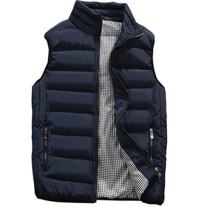 Casual Vest Men Autumn Winter Jackets Thick Vests Sleeveless Coats Warm Cotton-Padded Waistcoat