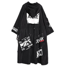 Load image into Gallery viewer, 2019 Spliced Black Trench Women Tide Long Print Streetwear Hoodie Casual Female Wide Waisted Coat