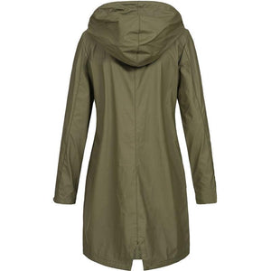 Women Long Sleeve Hooded Raincoat Windbreaker Hiking Ladies Casual Solid Color Outdoor Waterproof Trench Coats