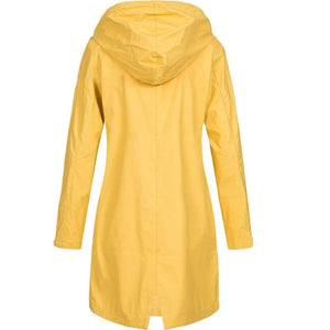Women Long Sleeve Hooded Raincoat Windbreaker Hiking Ladies Casual Solid Color Outdoor Waterproof Trench Coats