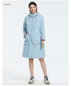 2019 Women Trench Coat Spring Long Hooded Solid Coat Lightweight Casual Lady's Windbreak Collection