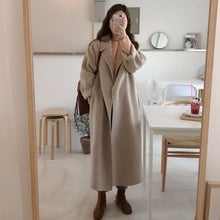 Load image into Gallery viewer, 2019 Winter Oversize Long Trench Coat Women Cashmere Coat Korean Lady Windbreaker Outwear Streetwear