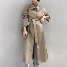 Load image into Gallery viewer, PU Leather Trench Coat Women Oversize Long Coat Korean Windbreaker Single Breasted Ladies Streetwear