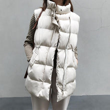 Load image into Gallery viewer, Winter Long Sleeveless Vest Coats Women Stand Neck Slim Cotton Padded Jacket