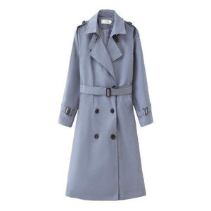 2019 Women Trench Coat Long Double-Breasted Belt Khaki Office Lady Clothing Autumn Spring Outerwear Quality