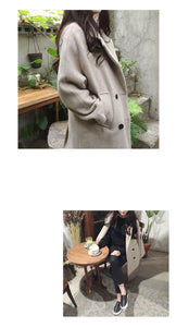 Thin Wool Blend Coat Women Long Sleeve Turn-down Collar Outwear Jacket Casual Autumn Winter Elegant Overcoat
