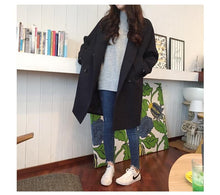 Load image into Gallery viewer, Thin Wool Blend Coat Women Long Sleeve Turn-down Collar Outwear Jacket Casual Autumn Winter Elegant Overcoat
