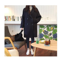 Load image into Gallery viewer, Thin Wool Blend Coat Women Long Sleeve Turn-down Collar Outwear Jacket Casual Autumn Winter Elegant Overcoat