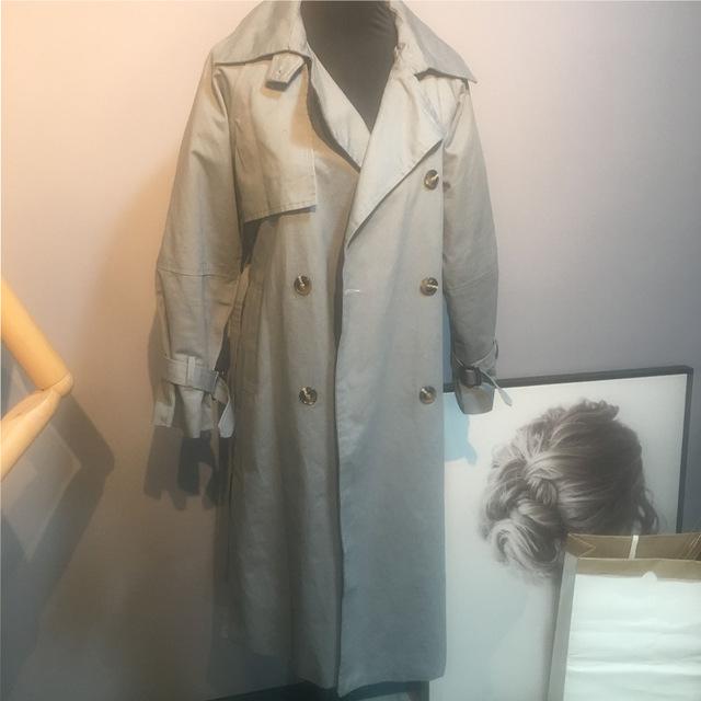 2019 Autumn Oversized Long Trench Coat Women Double Breasted Loose Coat Korean Windbreaker Casual Outwear