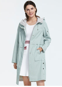 2019 Mid-length Style Trench Coat Women With Hood Spring Autumn Light-colored Wind
