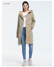 Load image into Gallery viewer, 2019 Mid-length Style Trench Coat Women With Hood Spring Autumn Light-colored Wind