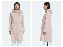 Load image into Gallery viewer, 2019 Mid-length Style Trench Coat Women With Hood Spring Autumn Light-colored Wind