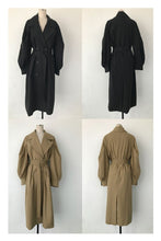 Load image into Gallery viewer, 2019 Autumn Woman Khaki Long Trench Coat Style Vintage Puff Sleeve Long Dust Coat Elegant Waist Bandage Windbreaker
