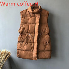 Load image into Gallery viewer, Winter Long Sleeveless Vest Coats Women Stand Neck Slim Cotton Padded Jacket