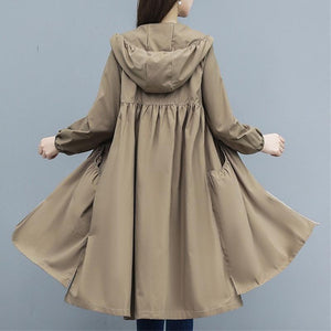 Long Thin Trench Coat 2019 Spring Autumn Hooded Casual Outerwear
