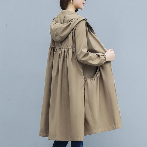 Long Thin Trench Coat 2019 Spring Autumn Hooded Casual Outerwear